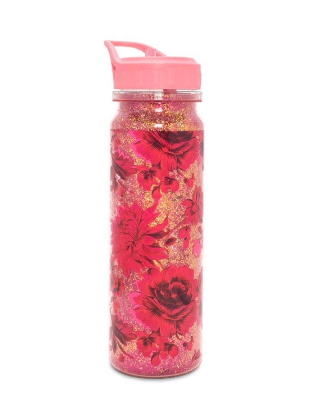Ban.do Glitter Bomb Red & Pink Peonies Potpourri Loose Glitter Water Bottle